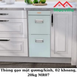 Thùng Gạo Mặt Gương/Kính, 02 Khoang, 20kg MR07